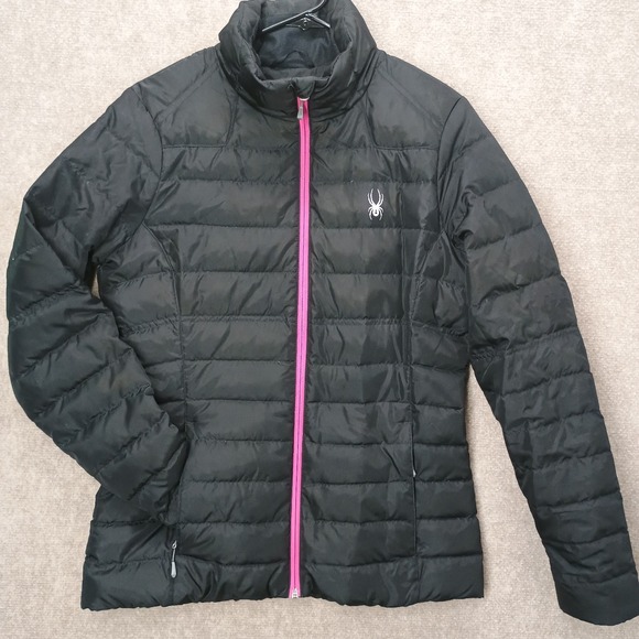 Spyder Women's MEDIUM Black Geared Hoody Synthetic Down Jacket *FLAW* - Picture 1 of 8
